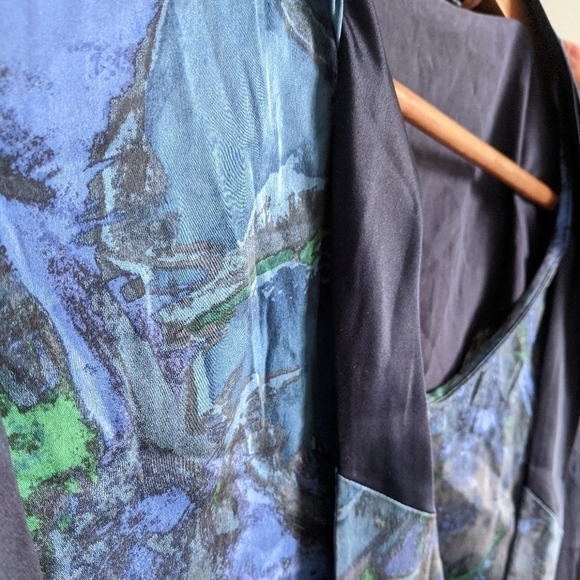 elie TAHARI silk blend neck tie blouse blue small - Picture 3 of 6